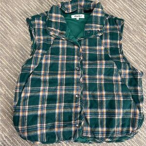 Haptics Green Plaid Button down Vest - Size M